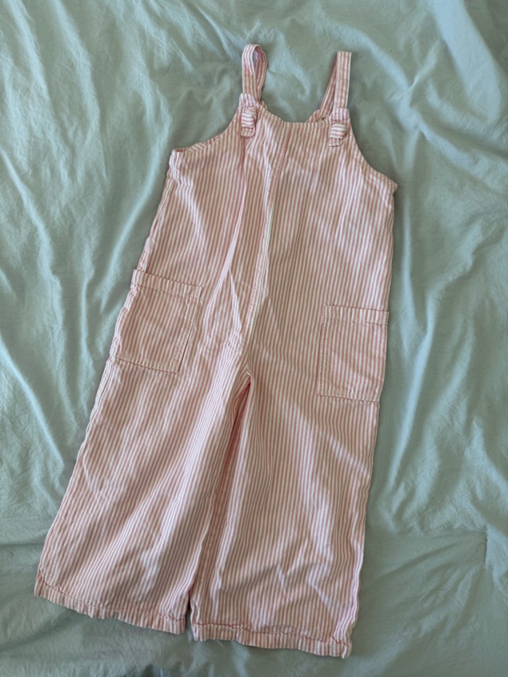 Old Navy Pink and White Stripe Kids Overalls